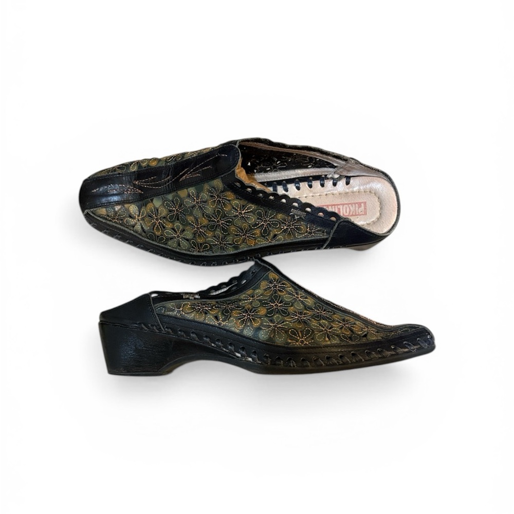 PIKOLINOS Floral Leather Mules Sz40 Bohemian